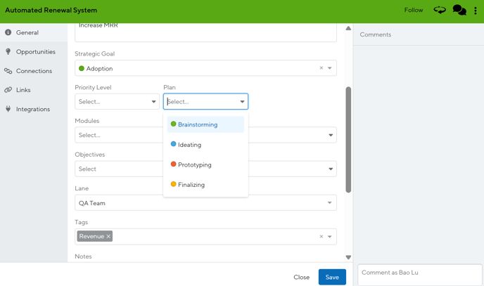 Apply dropdown fields in bar and containers