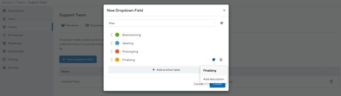 Create a team dropdown field