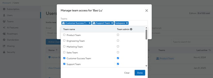 Manage team access