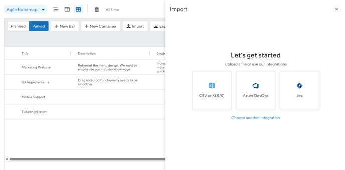 Import items onto ProductPlan from the table view!